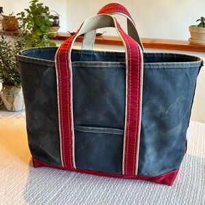 Vintage Crinkle Tag L.L. Bean Red and Blue Canvas Tote